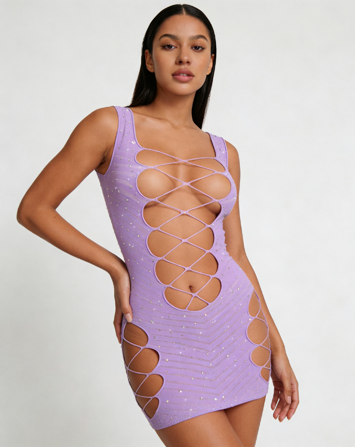 LILAC RHINESTONE DRESS [Cl:LILAC]