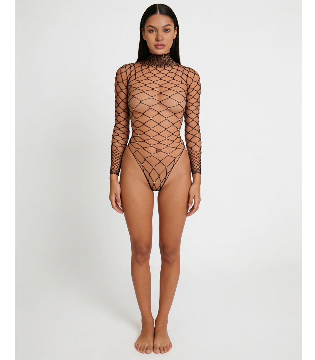 WIDE NET RHINESTONE TEDDY LIN014 [Cl:BLACK]
