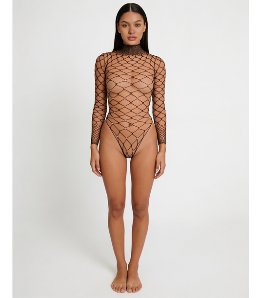 WIDE NET RHINESTONE TEDDY LIN014 [Cl:BLACK]