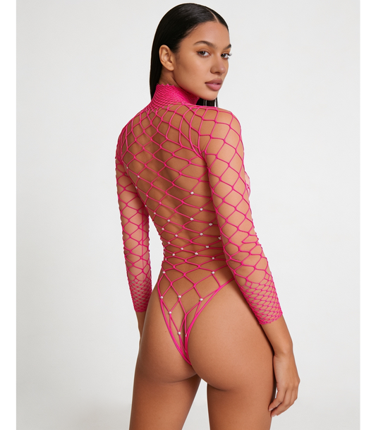 WIDE NET RHINESTONE TEDDY LIN014 [Cl:HOT PINK]