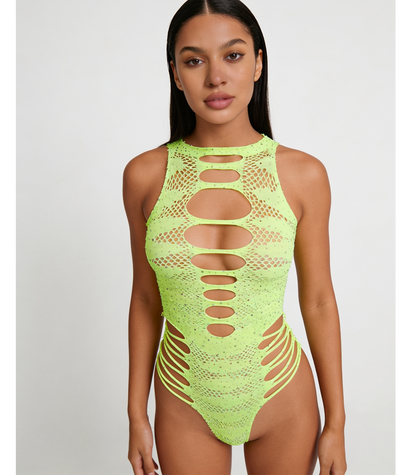 STRAPPY RHINESTONE TEDDY LIN015 [Cl:FLURO]