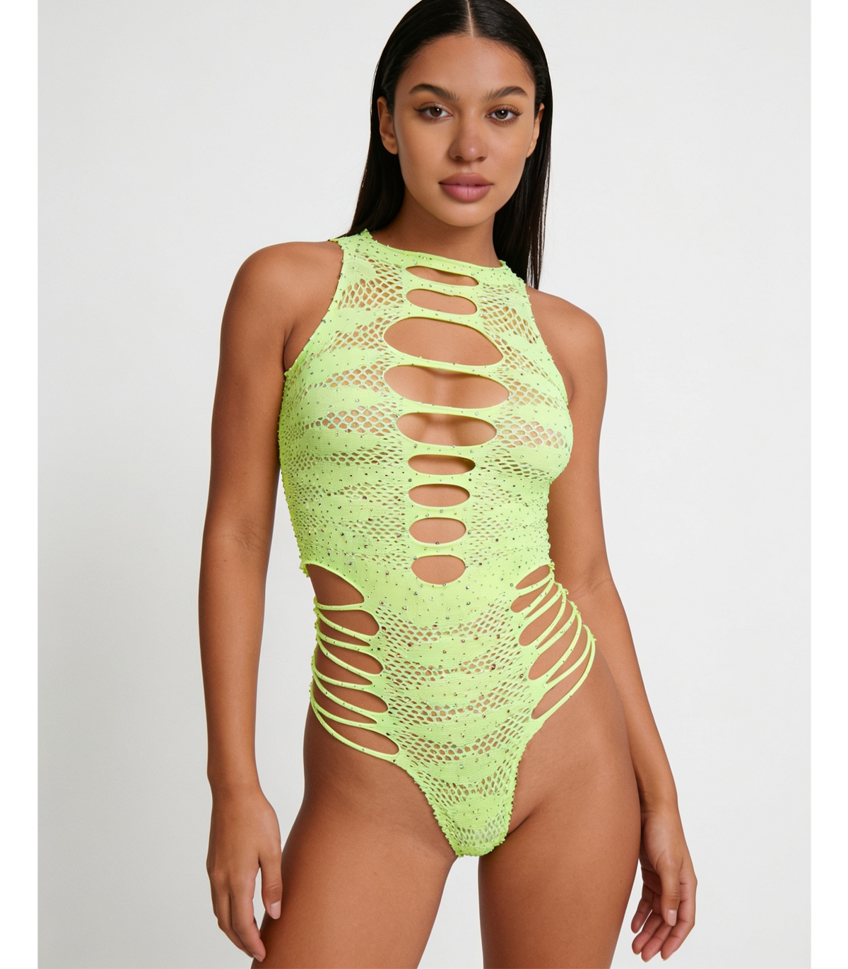 STRAPPY RHINESTONE TEDDY LIN015 [Cl:FLURO]