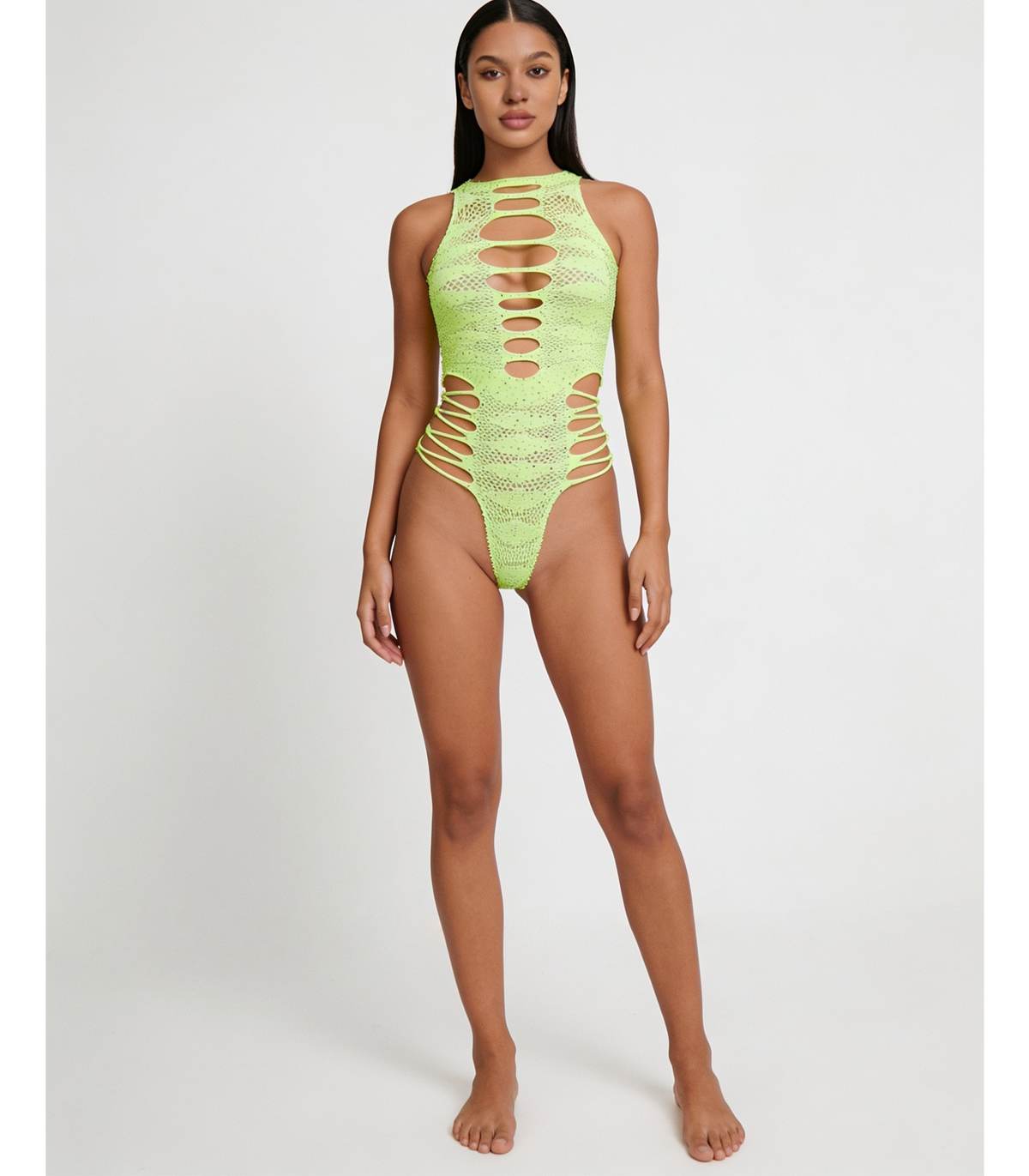 STRAPPY RHINESTONE TEDDY LIN015 [Cl:FLURO]