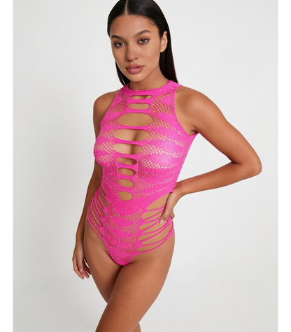 STRAPPY RHINESTONE TEDDY LIN015 [Cl:HOT PINK]