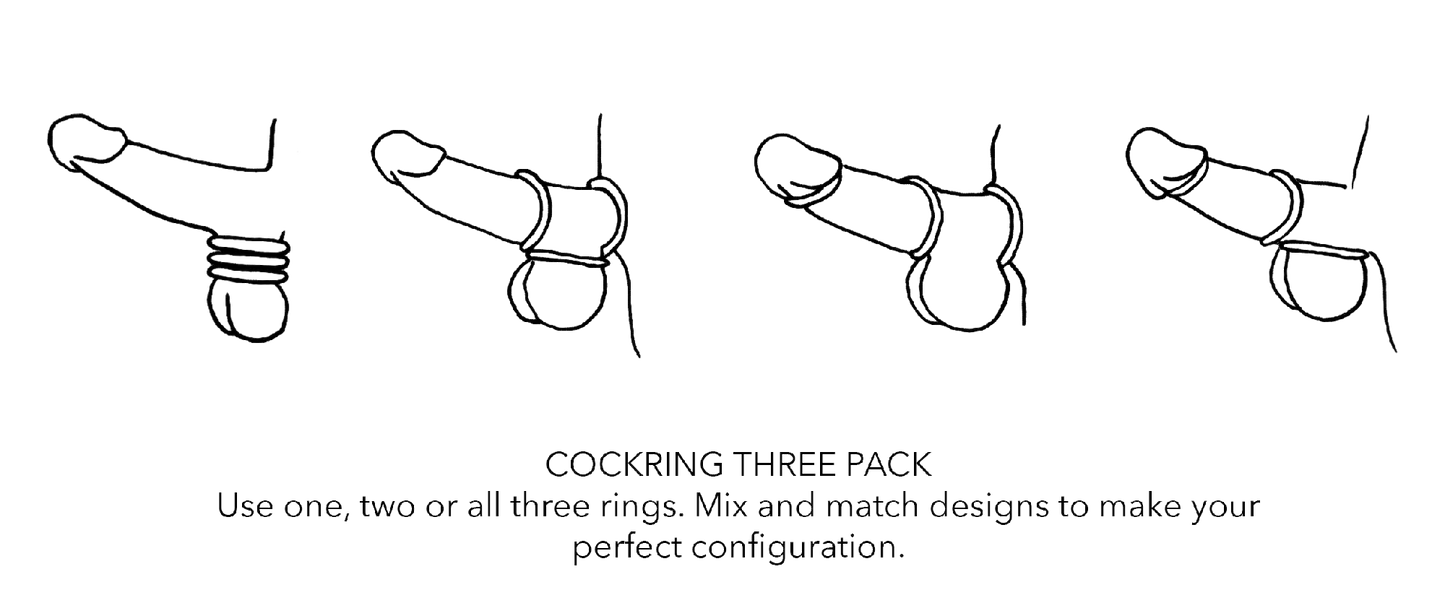 LL027 COCK RINGS SILICONE THICK 3PK [Cl:BLACK]