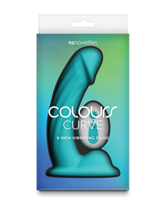 COLOURS CURVE VIBRATING DILDO WITH REMOTE [Sz:6" Cl:TEAL]