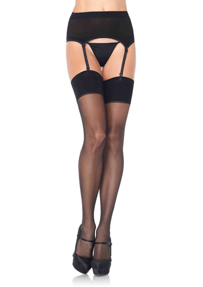 LEG AVENUE 2PC SHEER GARTER & THIGH-HI SET