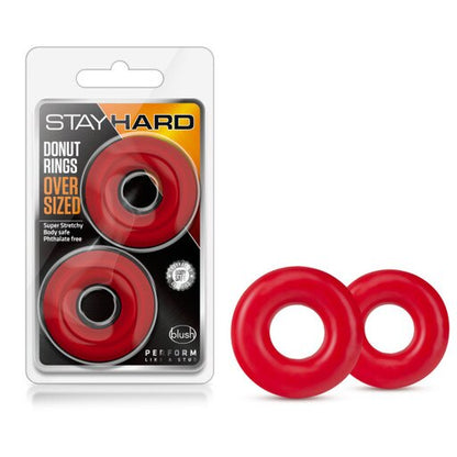 STAY HARD DONUT RINGS OVERSIZED RED SET OF 2 [Cl: RED]