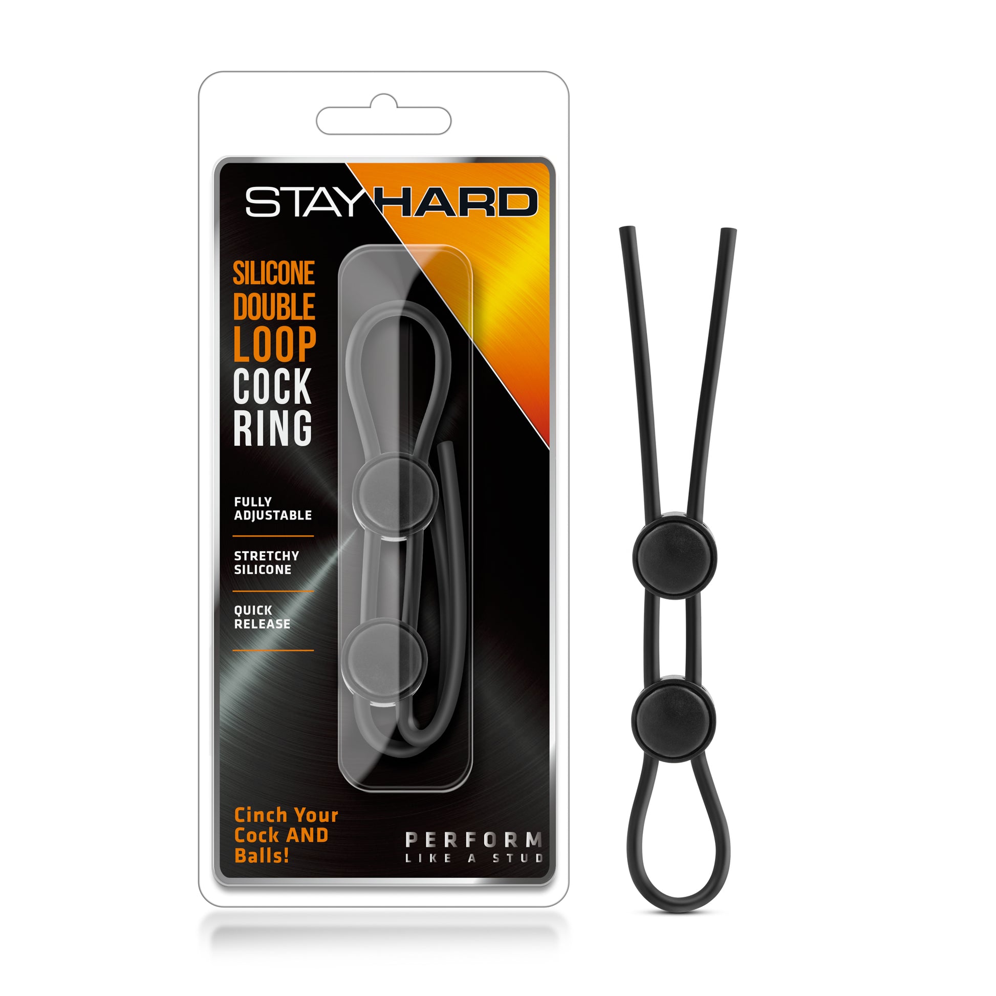 STAY HARD - SILICONE DOUBLE LOOP COCK RING - BLACK