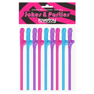 LoveToy Coloured Willy Straws 9pk