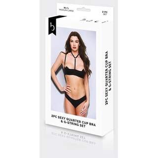 BACI Sexy Quarter Cup Bra & G-String Set - Black