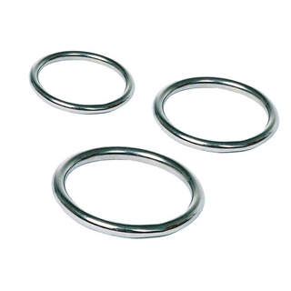 Love in Leather Stainless Steel 3pk Cock Rings - Small Pack