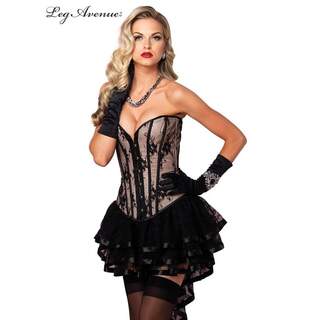 Leg Avenue Madison Corset with Boning & Floral Lace Overlay