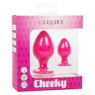 CalExotics Cheeky 2pc Silicone Butt Plug Set - PINK OR PURPLE