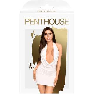 Penthouse Heart Rob Mini Dress with Cowl Neck WHITE