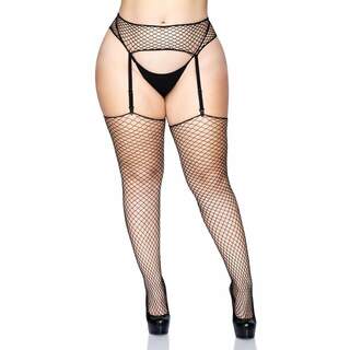 Leg Avenue 2pc Industrial Net Garterbelt and Thigh High Set BLACK QUEEN SIZE