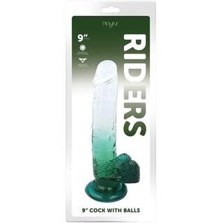 Playful Riders 9" Cock with Balls - Green